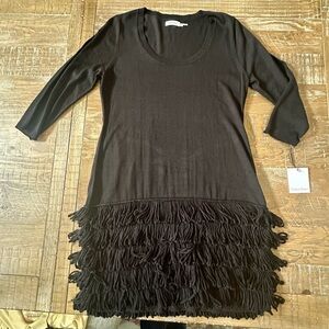 Calvin Klein Black Fringe Dress, Size XL, NEW!